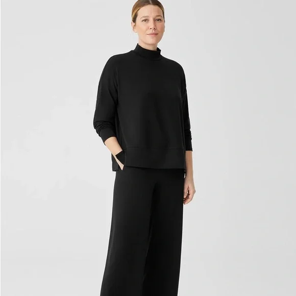 Eileen Fisher Stretch Jersey Knit Mock Neck Top - Picture 2 of 7